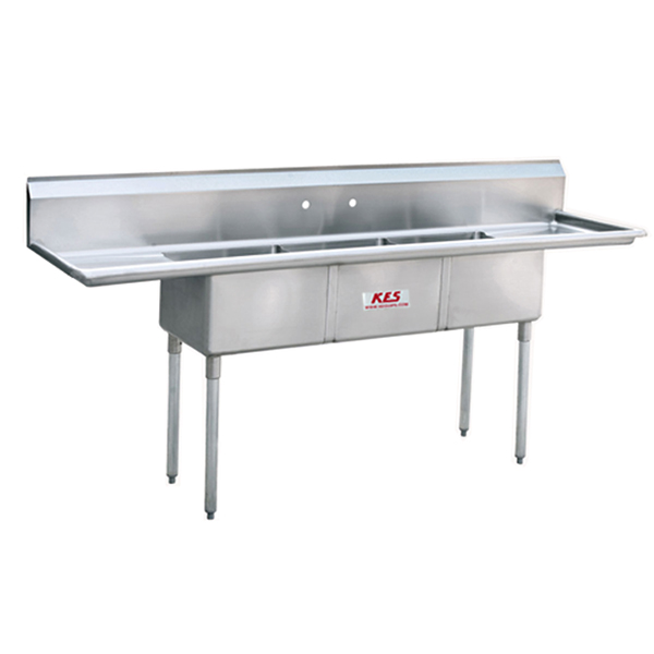 Inox sink with three intermediate tanks